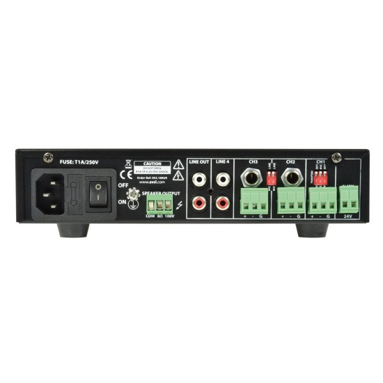 UA90 Mixer Amplificatore Compatto 5 Canali 100V per Installazioni PA